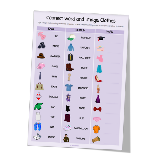 Connect word and image - Clothes
