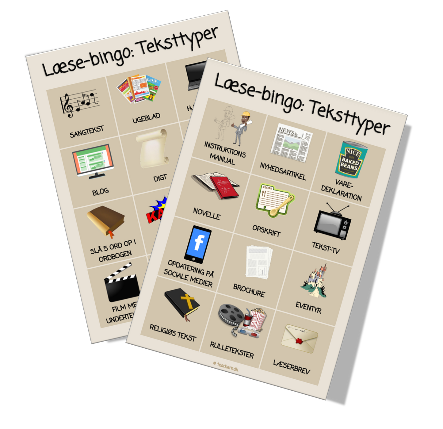 Læse-bingo - Teksttyper