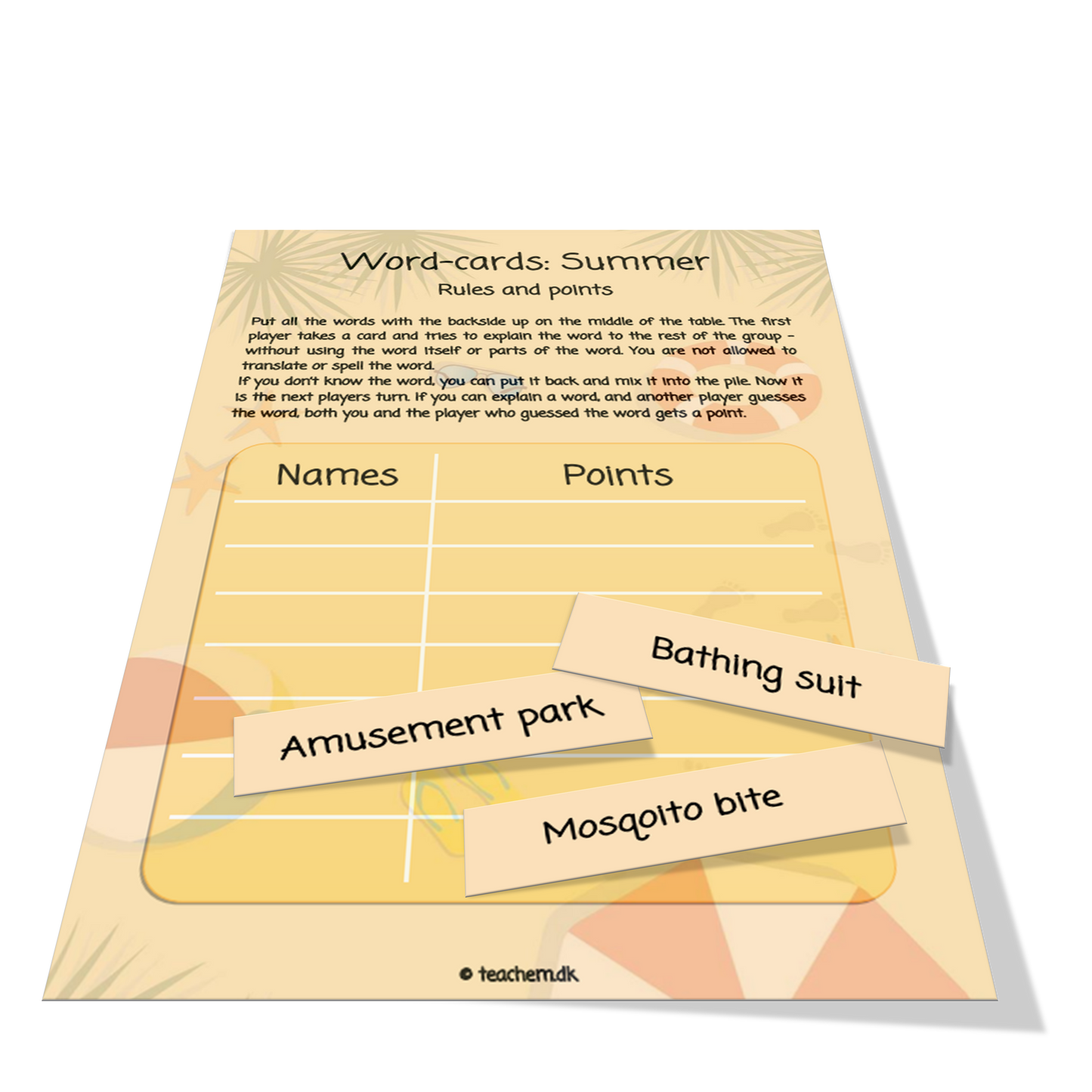 Word-cards - Summer